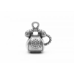 Zawieszka metalowa Charms ScrapBerry's Telefon Retro Srebro, 15mm